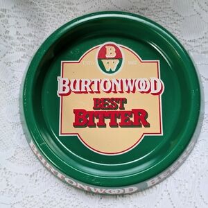 Vintage Burtonwood Beer Best Bitter Green Metal Tray or Coaster Brewery Ashtray?